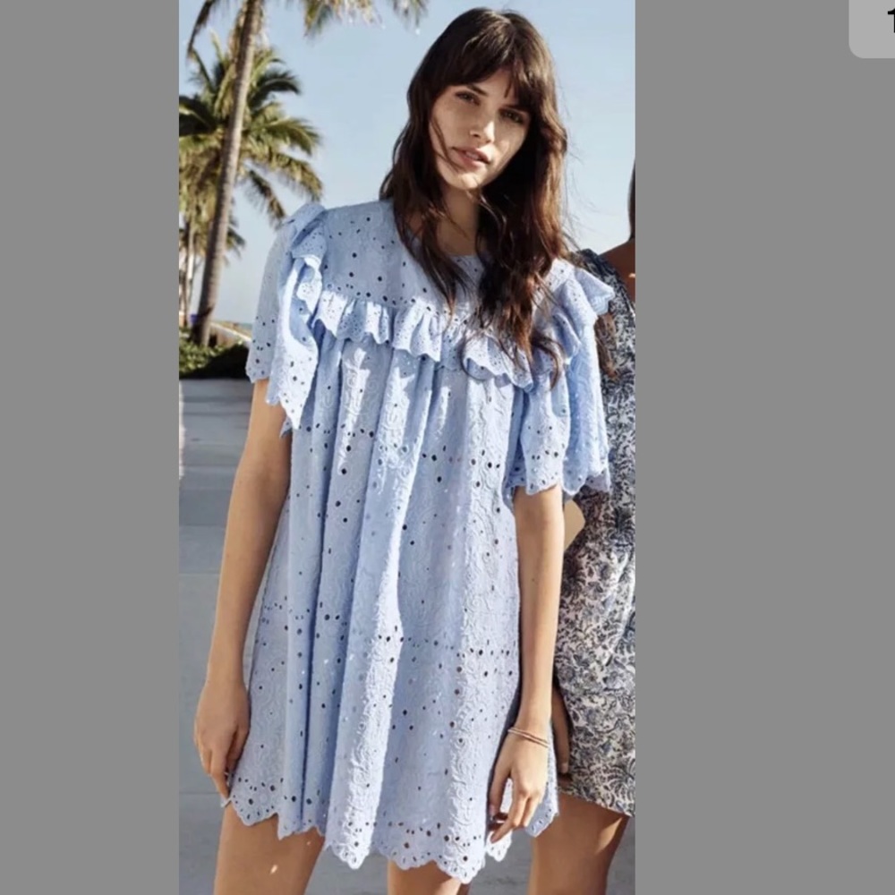 H & M eyelet Babu Blue Dress small size.